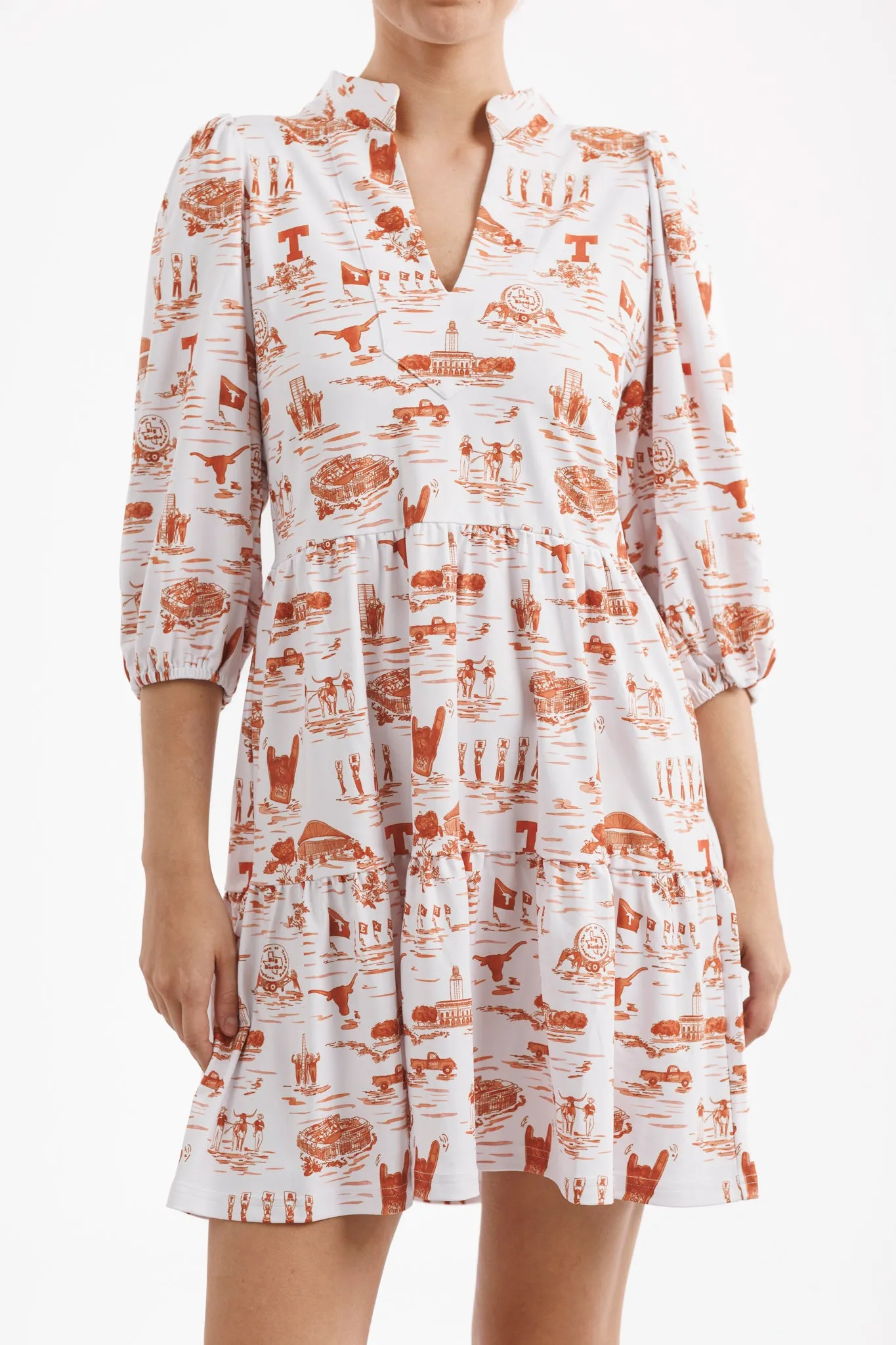 Optimized Title: Tory Dress - Texas Gameday Toile Tailgate Collection
