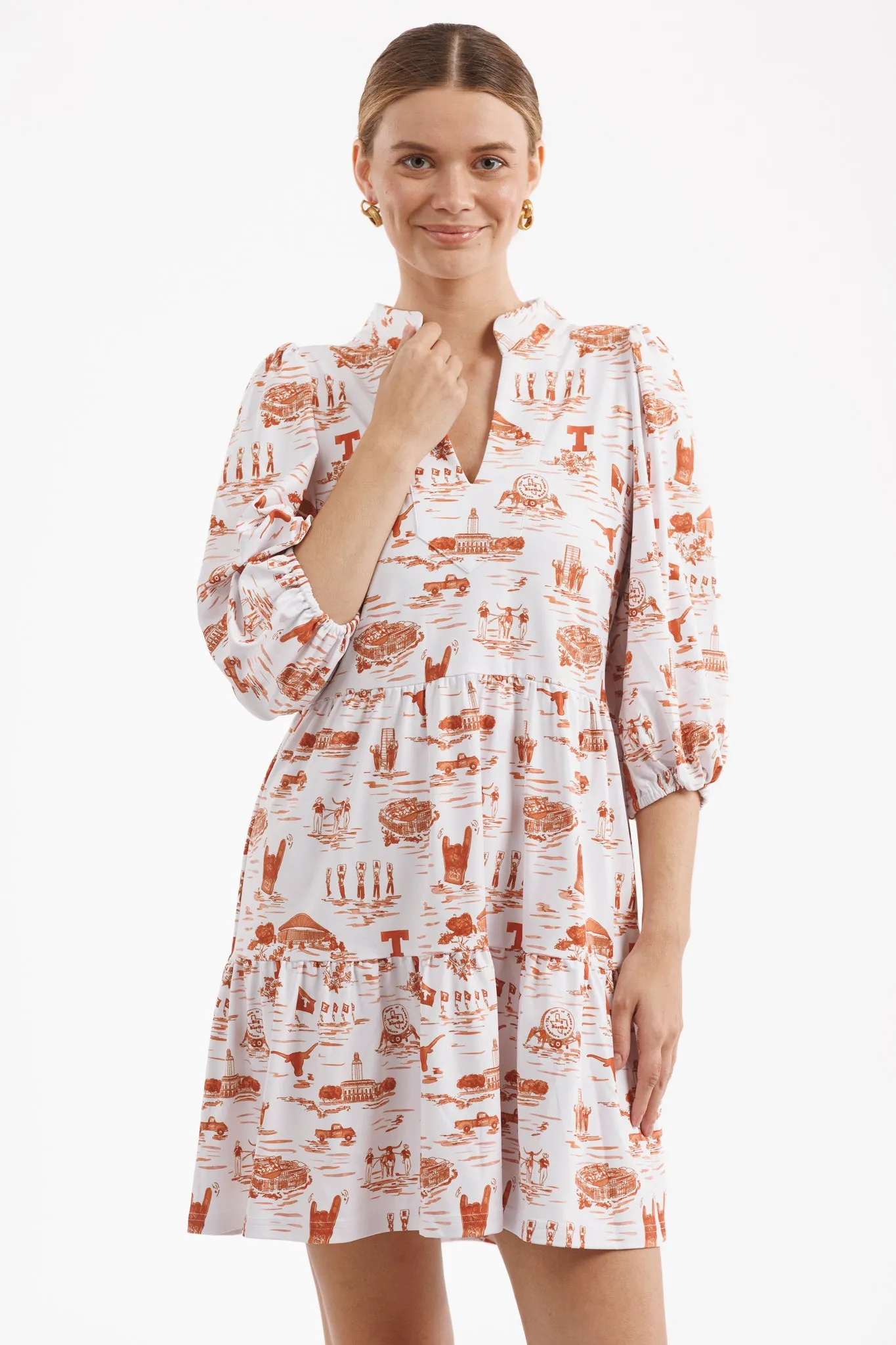 Optimized Title: Tory Dress - Texas Gameday Toile Tailgate Collection