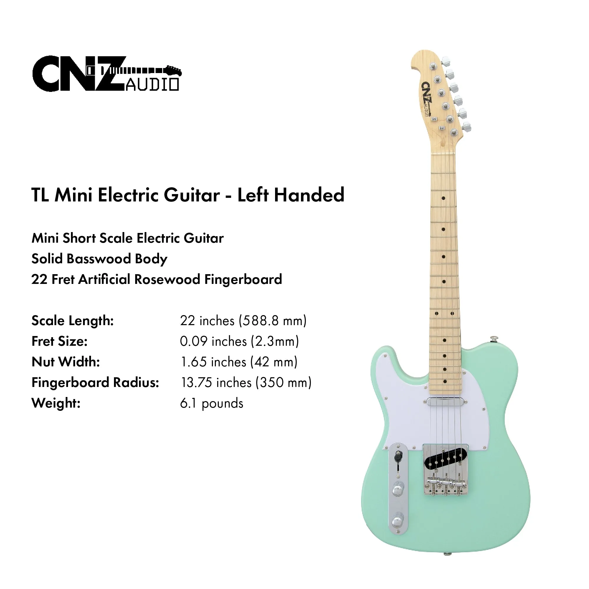 TL-C-SG-L | Lefty Electric Guitar - Surf Green