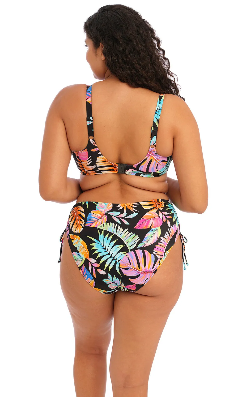 Tropical Falls Black UW Plunge Bikini Top