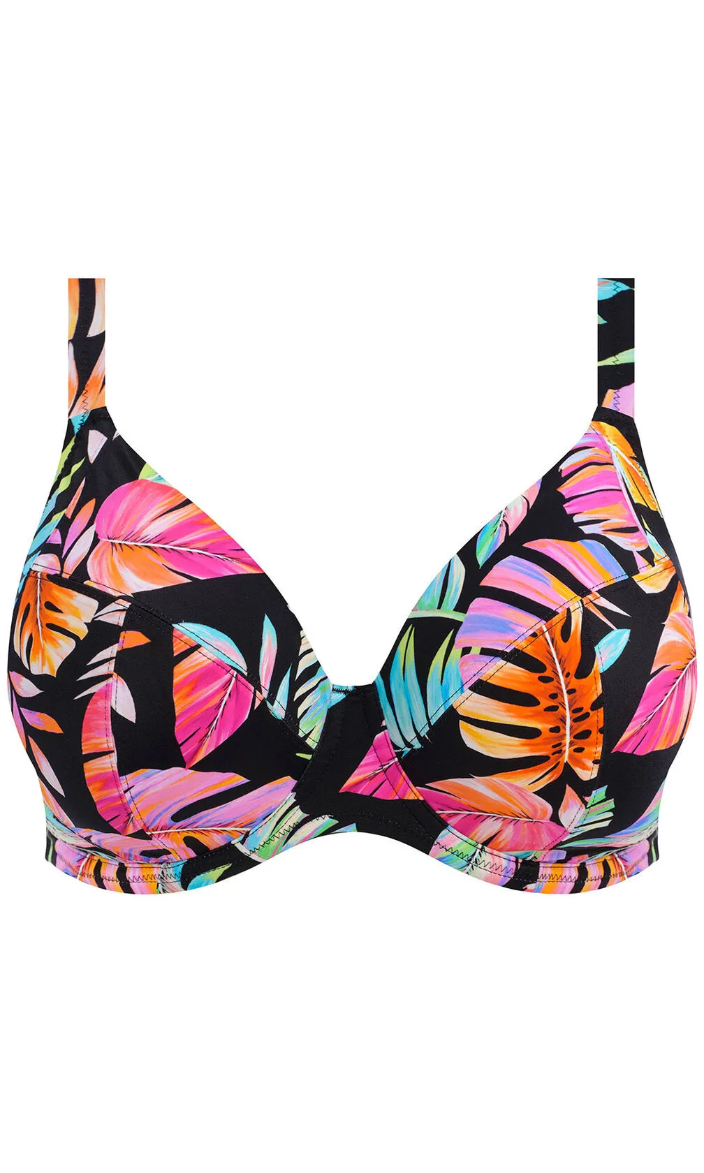 Tropical Falls Black UW Plunge Bikini Top