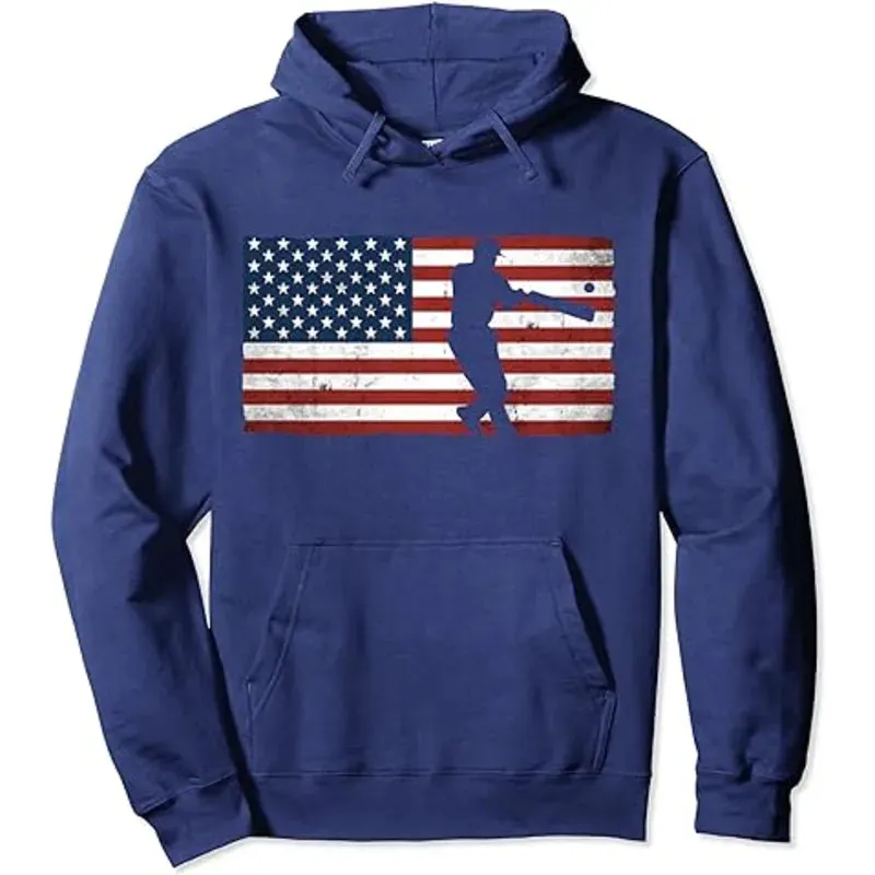 USA Cricket Flag Cricket Player Pullover Hoodie