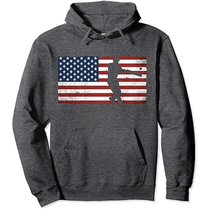 USA Cricket Flag Cricket Player Pullover Hoodie