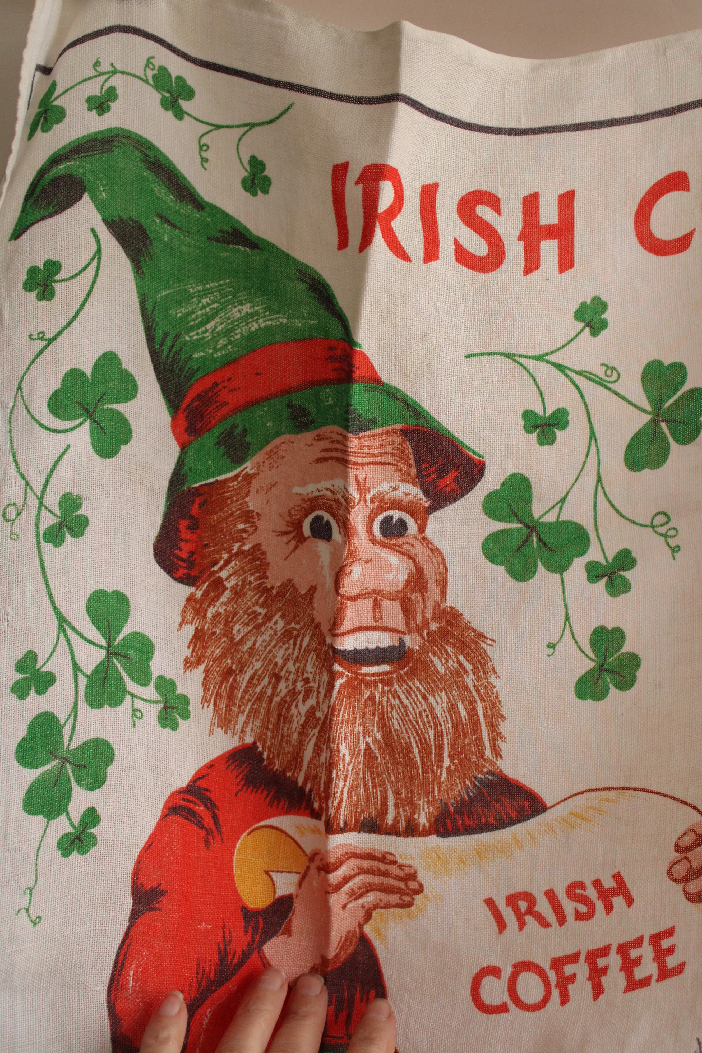 Vintage 1950s 1960s Irish Coffee Linen Tea Towel